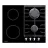 Plita combinata incorporabila BAUER PRG 6042EG-CC7B, 4 arzatoare (2 electro-, 2 gaz-), Vitroceramica, Negru