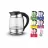 Ceainic electric Brock KETTLE WK 2106 LL, GLASS BLACK WITH LED LIGHT AND TEMPERATURE CONTROLLER 2200W, 1.8L, THE KETTLE WILL HEAT THE WATER UP TO 60°C, 70°C, 80°C AND 90°C. CONCEALED HEATING ELEMENT, 360° SWIVEL BASE, AUTO SHUT-OFF AFTER BOILING